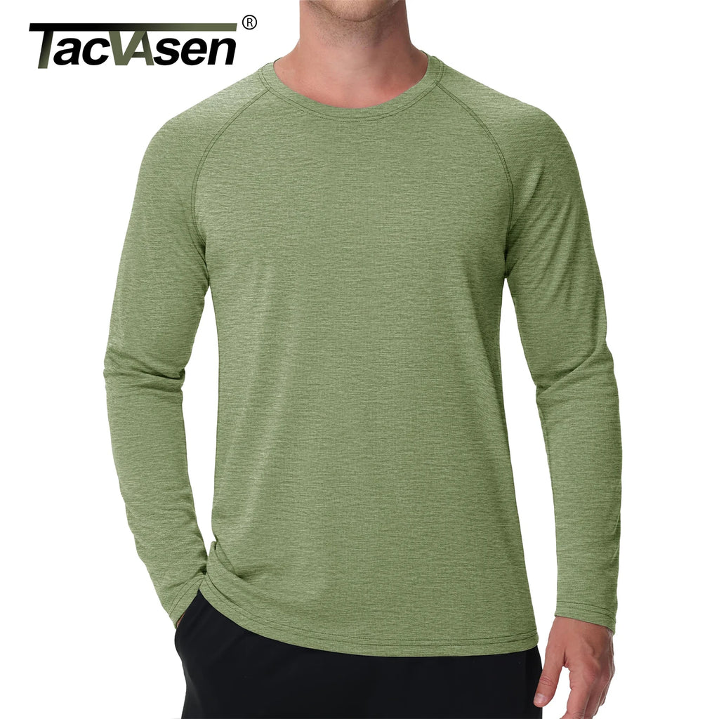 TACVASEN UPF 50+ Workout T-shirts Mens Quick Dry Long Sleeve Athletic Shirts Performance Sports Running Tee Tops Sun Protection