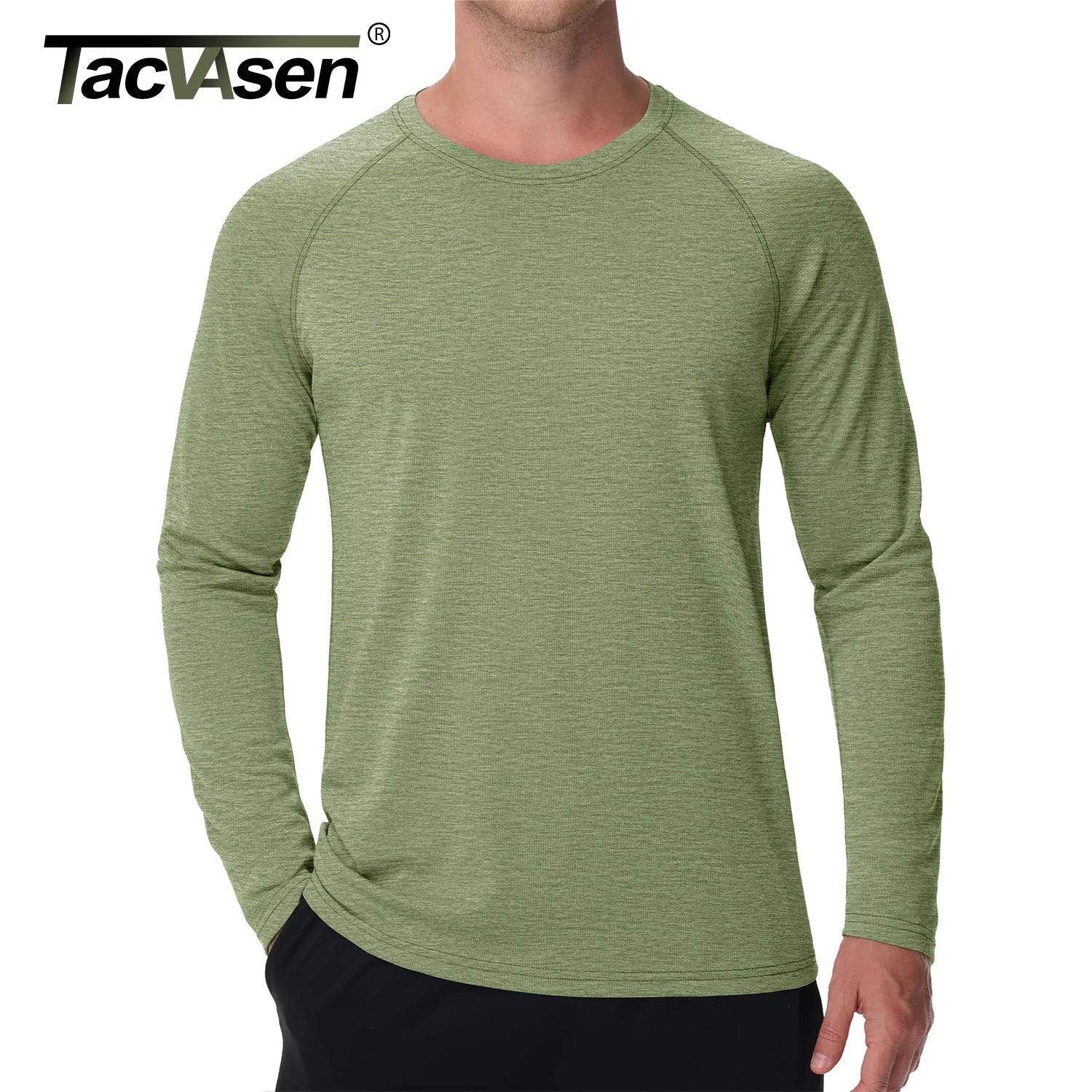 TACVASEN UPF 50+ Workout T-shirts Mens Quick Dry Long Sleeve Athletic Shirts Performance Sports Running Tee Tops Sun Protection