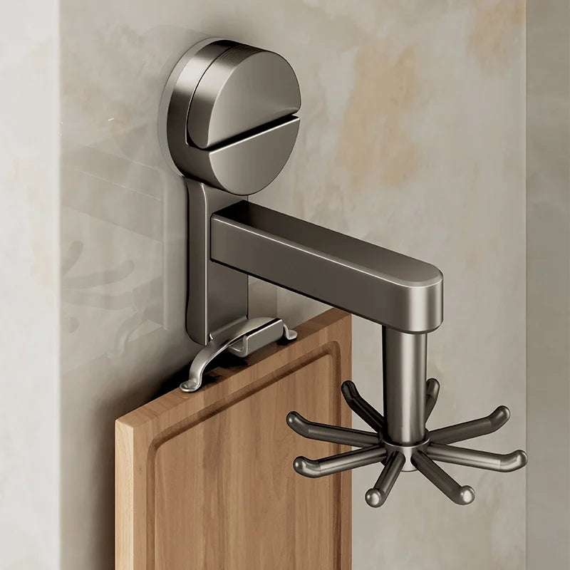 Estante de almacenamiento de cocina con ventosa - No necesita perforación Gancho giratorio 360° Gancho de plástico duradero para cocina