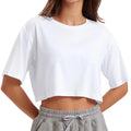 Harajuku Shirt Funny Y2K Women's Crop Tops Casual Female White Crop Tops T-shirt Round Neck Short Loose Tees Summer Streetwear