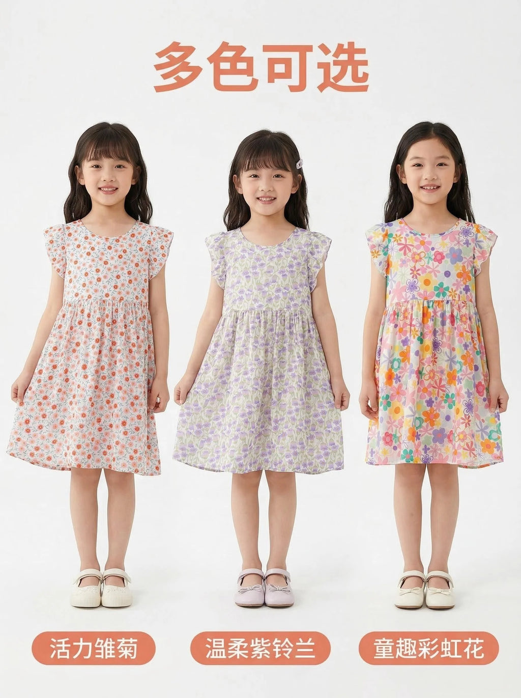 Girl Dress Floral Summer Kids Clothes Girls Children Flower Dresses Flying Sleeve Princess Party Outfit Children's Clothing