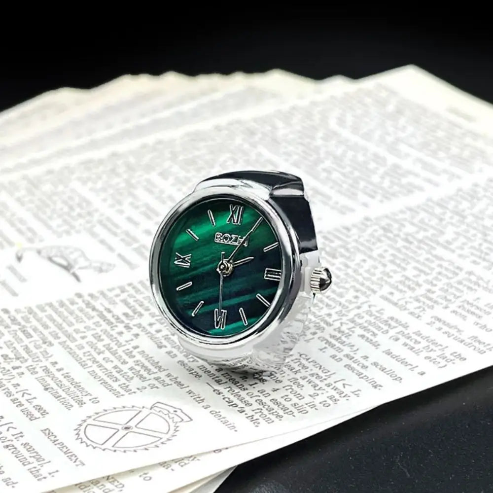 Finger Ring Watch For Couples Vintage Punk Heart Shape Quartz Clock With Adjustable Elastic Strap