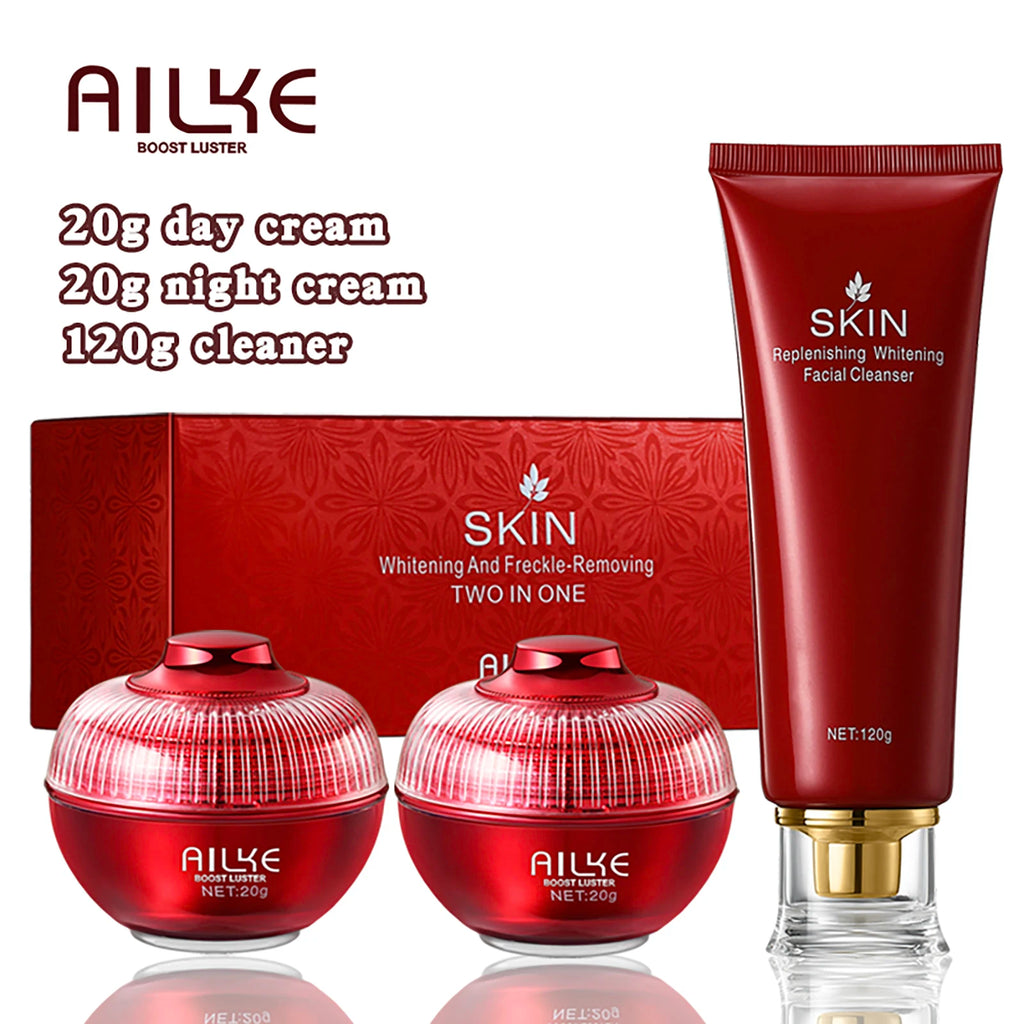 AILKE Dark Spots Removal Face Cream, Whitening, With Hyaluronic Acid, Reduce Freckles, Melanin, Day And Night Lightening Set