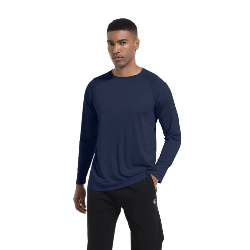 Men Long Sleeve t-Shirt Upf 50+ Sun Protection Shirts Tops Breathable Hiking Fishing t-Shirts Casual Tees Man Clothes Streetwear