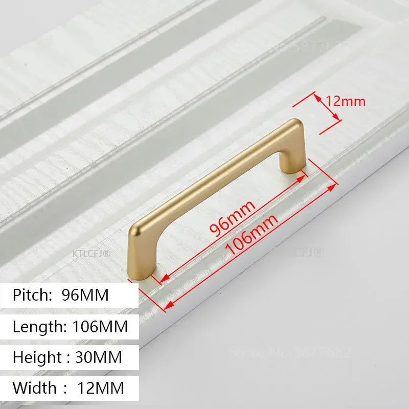 Tirador de armario de cocina cuadrado tipo U dorado, manija de cajón, herraje para puerta de armario, tirador de casa de aluminio de moda europea
