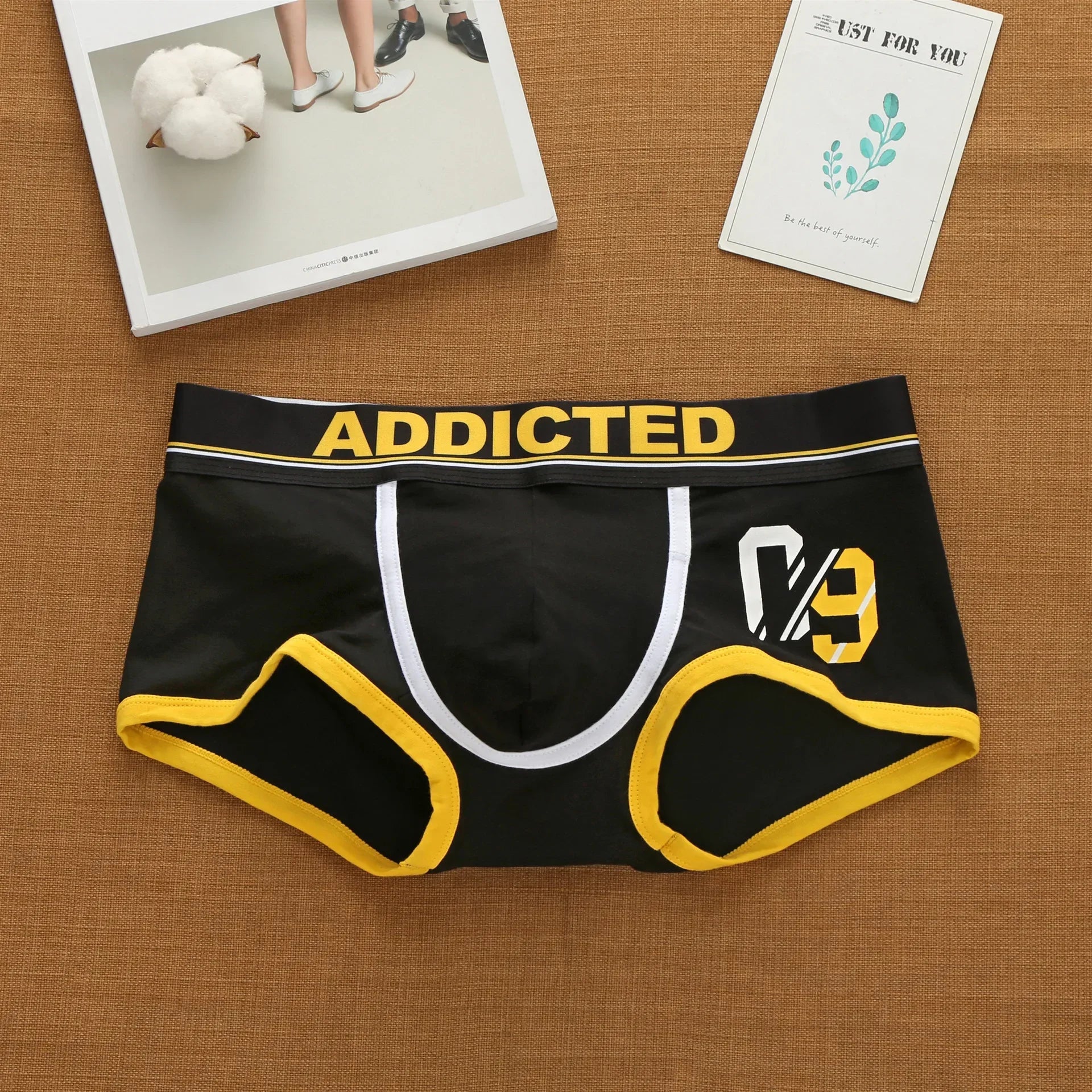 Men'S Korean Letter Pure Cotton Low Waist Underwear Elastic Style Fashion Trendy Flat Corner Pants