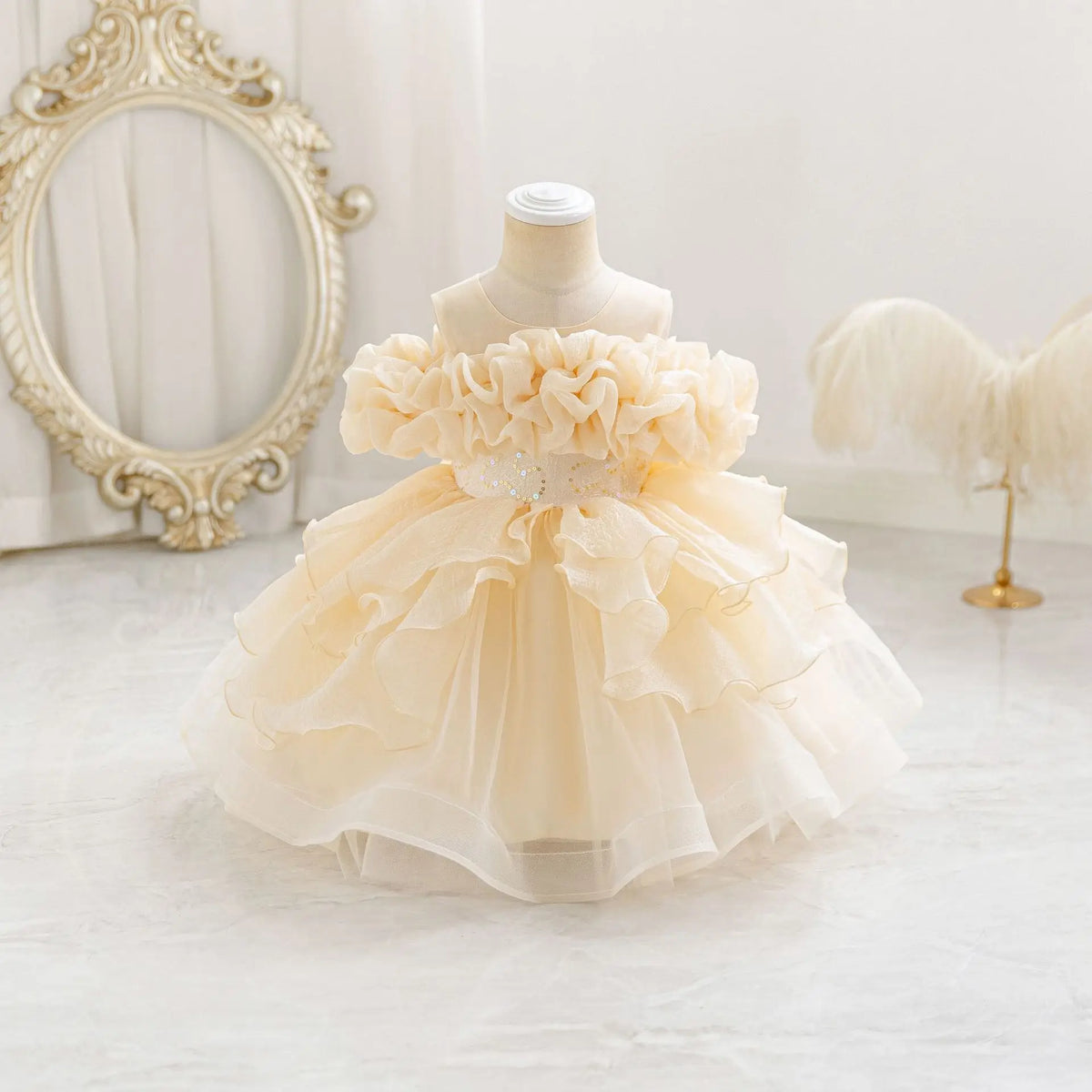 HETISO Girls Elegant Princess Dress Pleated Sequins Baby Birthday Holiday Ball Gown For Party Wedding 1-6 Years