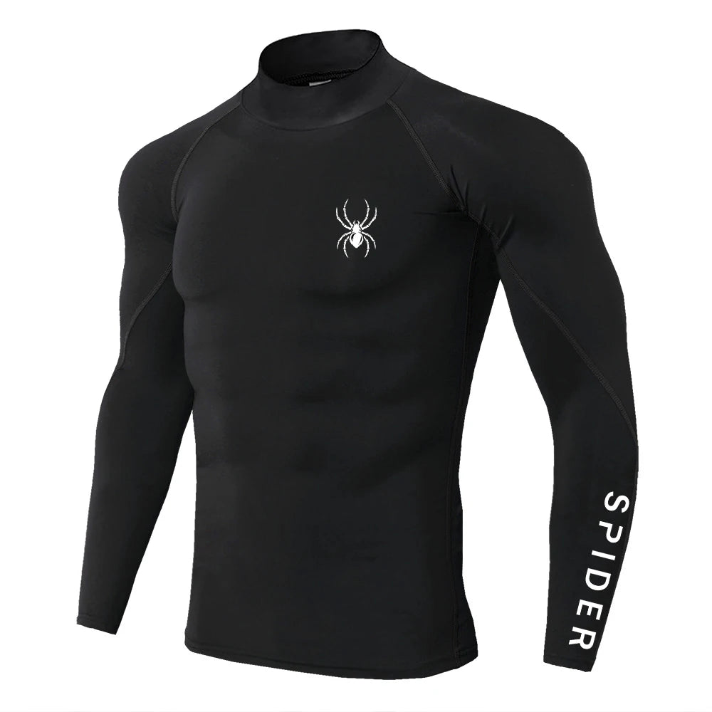 Men's Long Sleeve Compression Shirt - Quick Dry Mock Neck Athletic Top