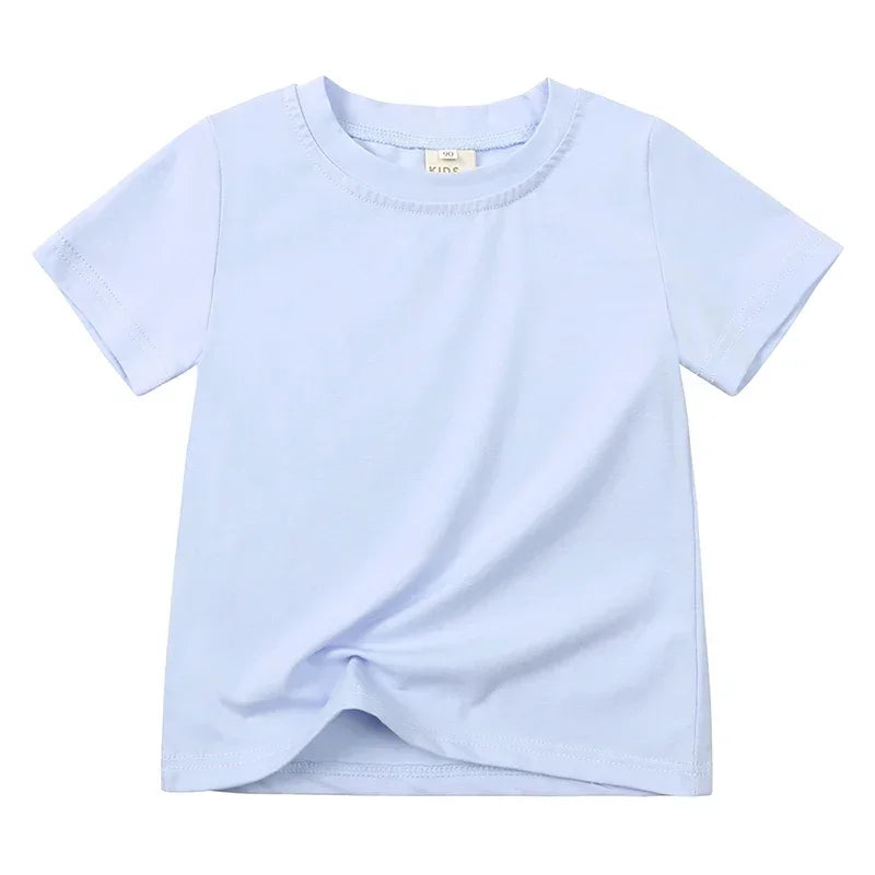 Kids Summer Cotton T Shirt Breathable Solid Tee For Boys And Girls 12M To 9T Lightweight Everyday Casual Shirt
