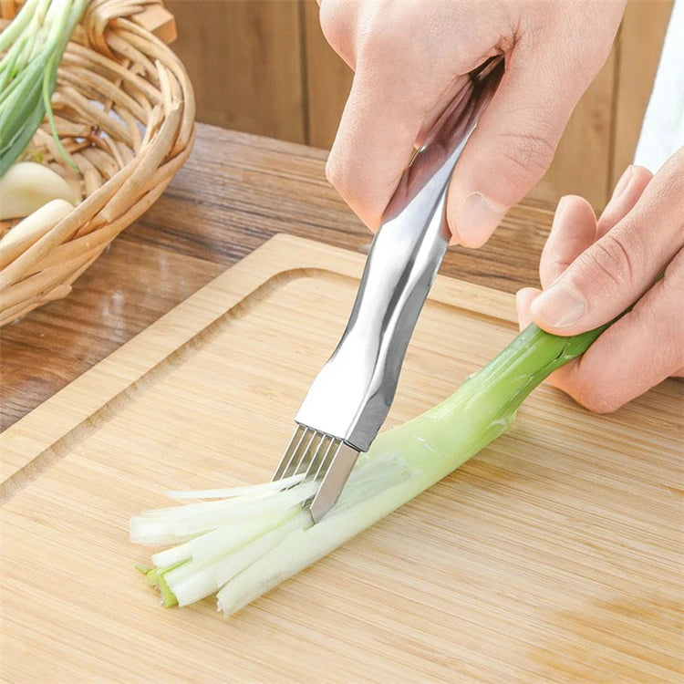 Kitchen Shred Silk The Knife, Stainless Steel Chopped Green Onion Knife, Curved Handle Design, Food Speedy Chopper Green Onion