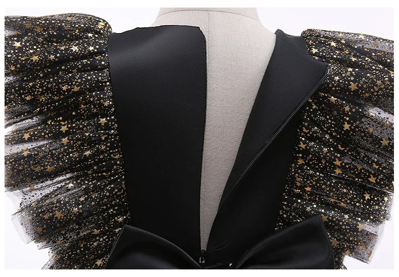 Children Summer Dresses Star Sequin Princess Dress Toddler Girls Puffy Mesh Wedding Dress Luxury Evening Dress Baby Clothes 1-5Y