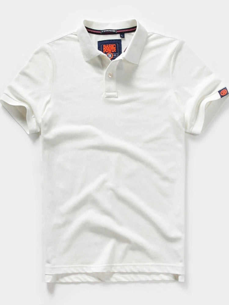 Summer New American Retro Knitted Solid Color Pearl Cotton Polo Shirts Men'S Fashion Washed Short Sleeve Lapel Casual T-Shirt