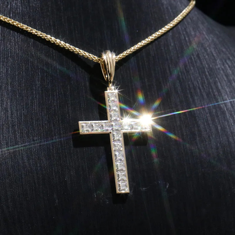 Provence Religion Cross Pendant 14K 18KGold DEF/VS Lab Diamonds Luxury Hip Hop Style Pendant Christianity jewelry Custom