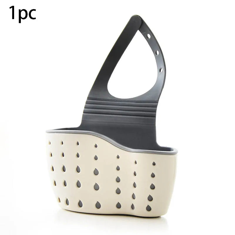 Cesta Colgante Escurridor para Fregadero Ajustable Accesorios de Cocina Bolsa de Goma para Fregadero Estante para Jabón Esponja Soporte para Grifo para Baño 1PC
