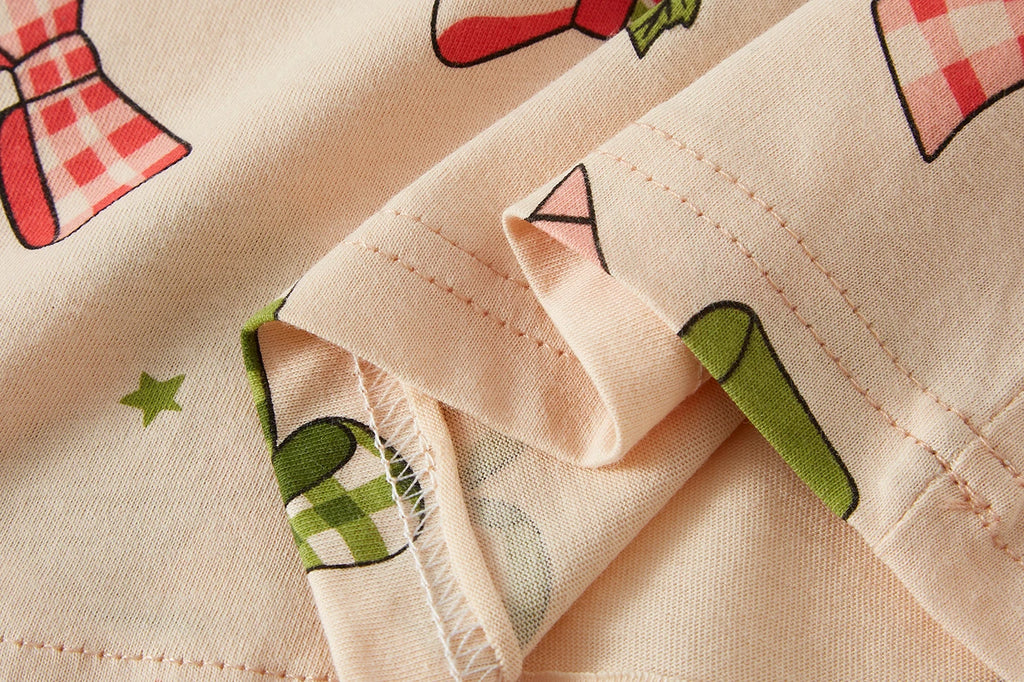Kids Pajama Set 100% Cotton Soft Star and Bow Full Print Loungewear Long Sleeve Pjs Nightwear for Toddler Girls Age 1-8 Years