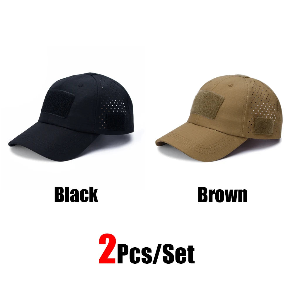1/2Pcs New Men Camouflage Baseball Cap Breathable Sunscreen Hat Outdoor Sports Hunting Hiking Camping Beach Fishing Sun Hat
