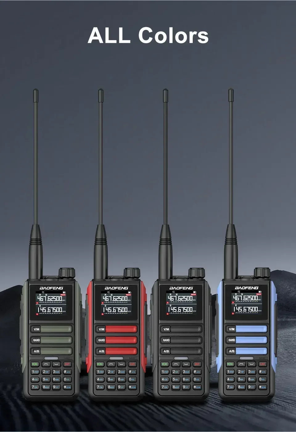 2Pack Baofeng 15W 50KM Waterproof Walkie Talkie 999CH AM FM 2-Way Radio Full Band LCD Screen Frequency Copy Noise Reduce UV16M