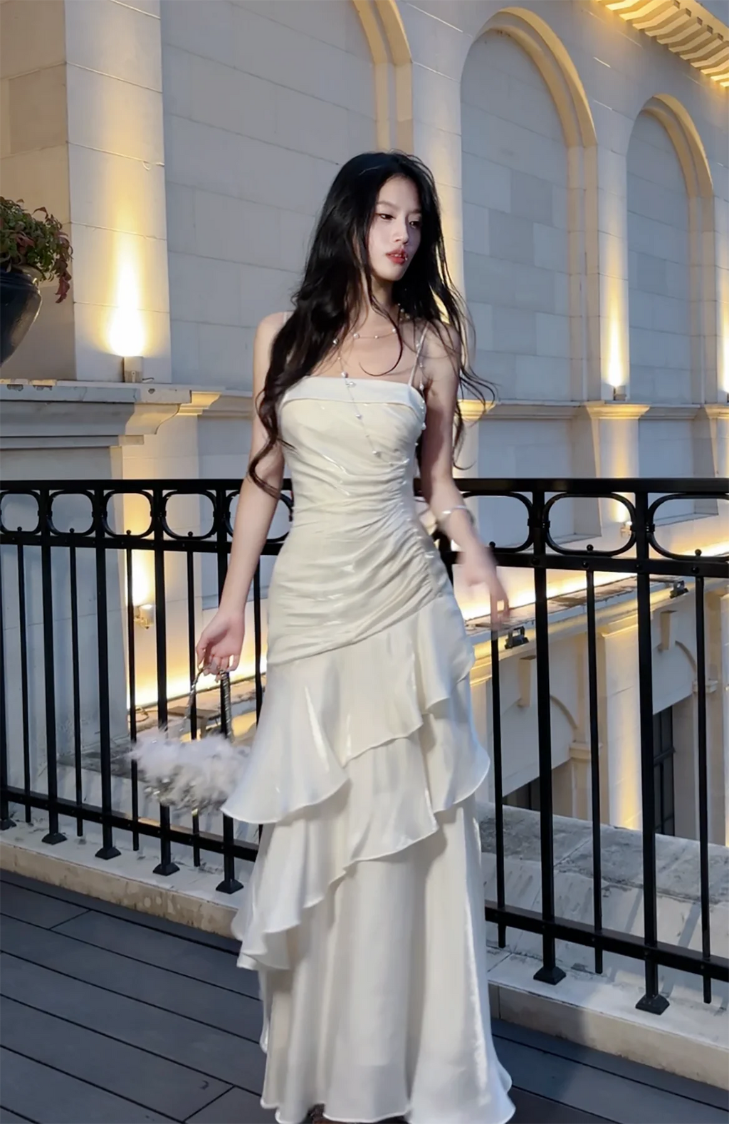 Women's Ruffles Elegant Romantic Spaghetti Straps Dresses Prom Gown Princess Graduation Party Sling DressFestival Formal Clothes