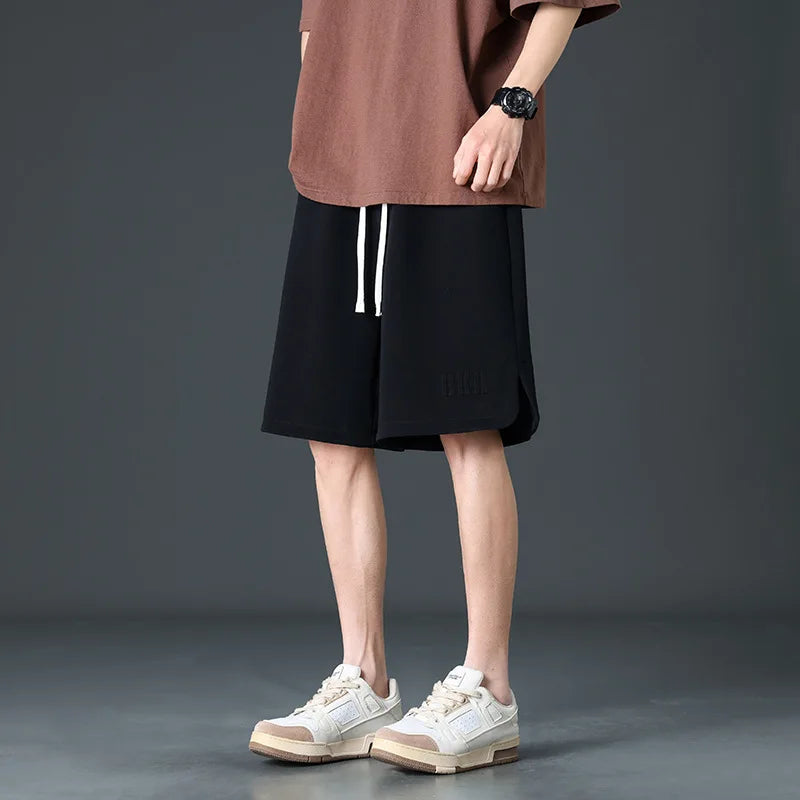 Loose Ice Silk Basketball Shorts Men's Summer Quick Dry Sport Mid-Pants American Breathable Casual Straight Loose Five-Quarter