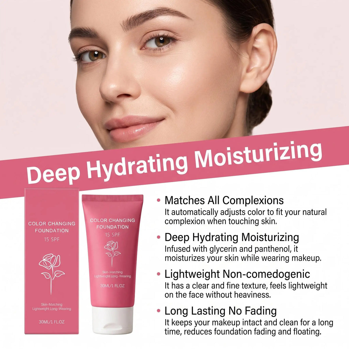 Korean Color Changing Foundation Liquid, 30g SPF 15 Makeup Base