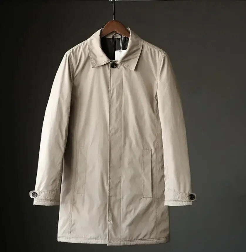 Men Clothing 2026 Waterproof and Tear-resistant Autumn Winter Japanese Style Quilted Warm Men's Mid-length Trench Coat