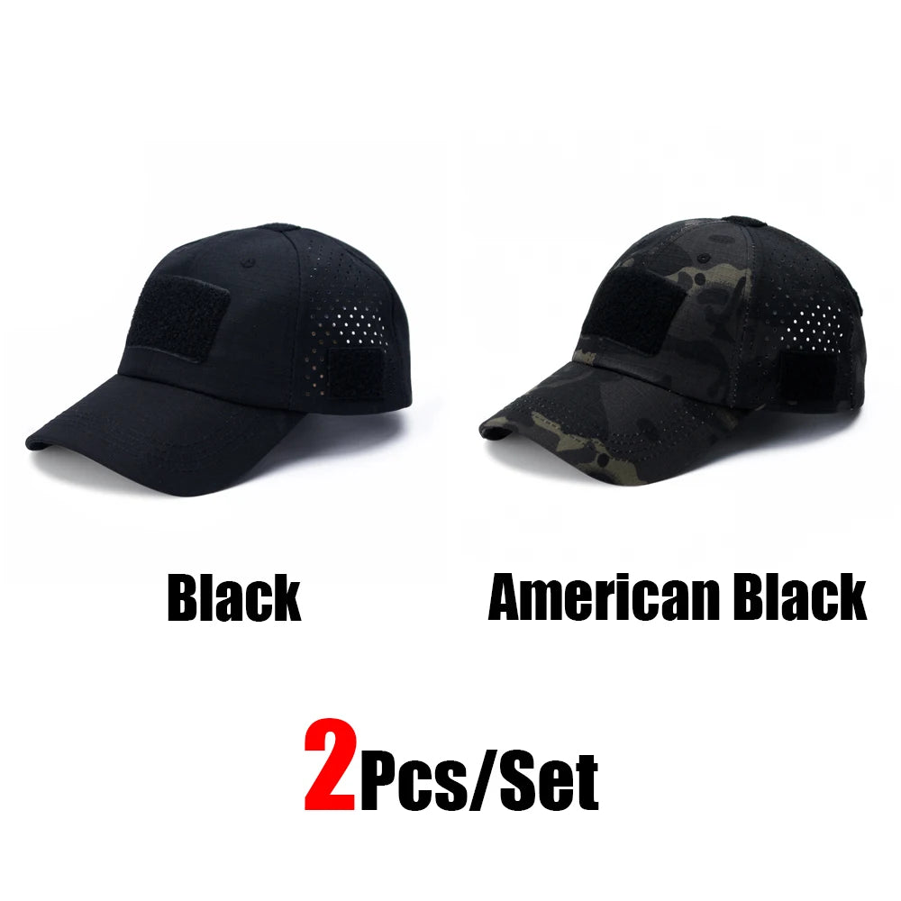 1/2Pcs New Men Camouflage Baseball Cap Breathable Sunscreen Hat Outdoor Sports Hunting Hiking Camping Beach Fishing Sun Hat