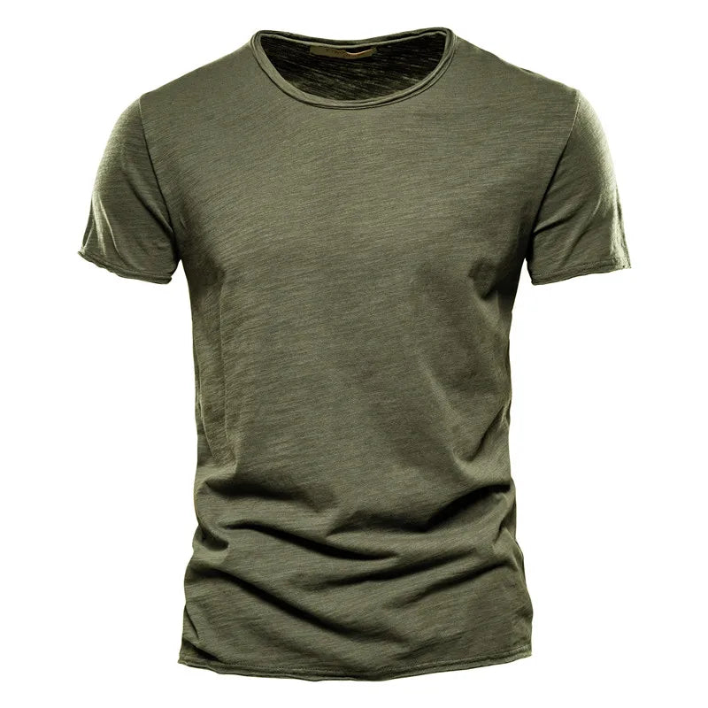 Aiopeson 100% Algodón Hombre Cuello V Camiseta Ajustada de Confort Premium Casual