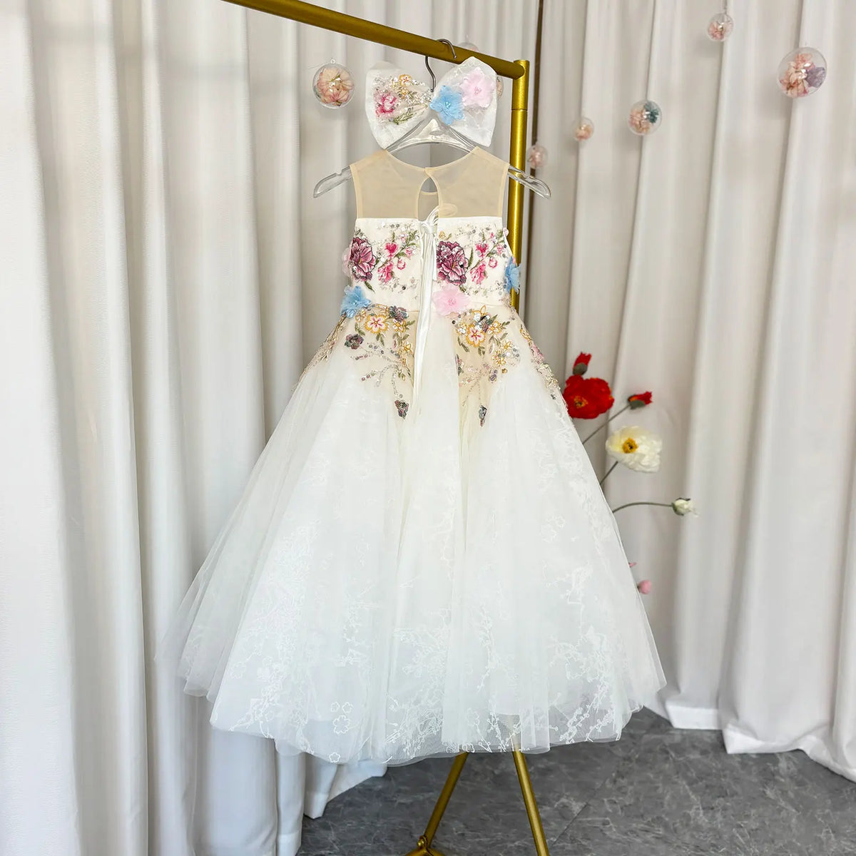 Dreamy Vow J292B Flower Baby Girl Elegant Princess Dress Beaded White Party Birthday Gowns
