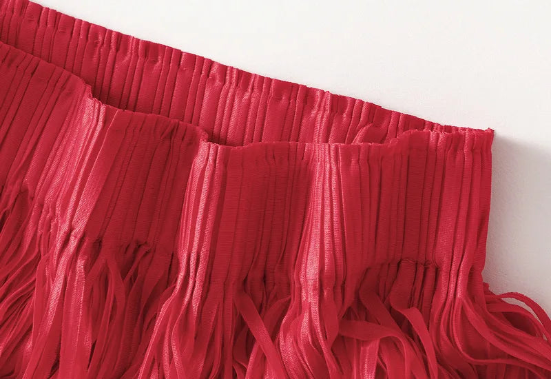 Luxury Multi Solid Colors Pleated Skirt for Women's Large Hem Folds A-line Skirts Female 2025 Loose Fashion Skirts Casual 0666