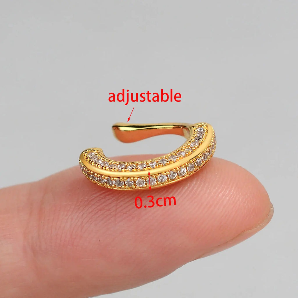 1Pc Delicate Zircon Clip On Earrings Female Heart Ear Cuff No Piercings Fake Cartilage Earrings For Women'S 2025 Fashion Jewelry