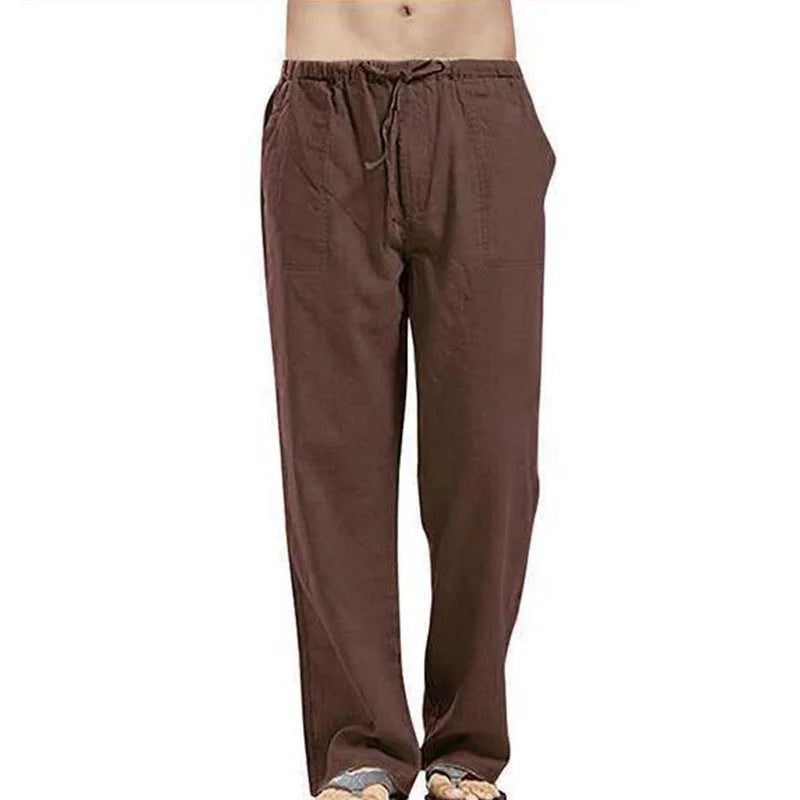 Spring Linen Wide Men Pants Korean Trousers Oversize Cotton Streetwear Male New Yoga Pants Casual Men Clothing Sweatpants