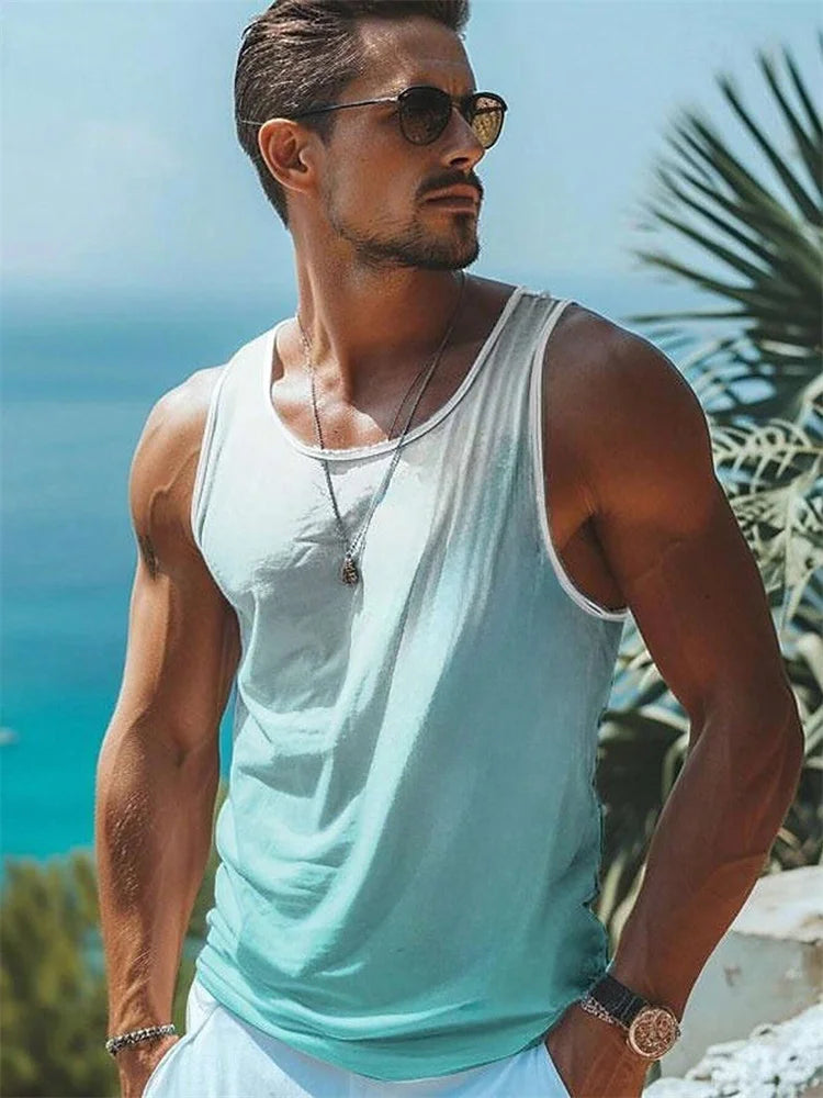 Men's Hawaiian Tank Top Sleeveless Quick-Drying Beach Shirt