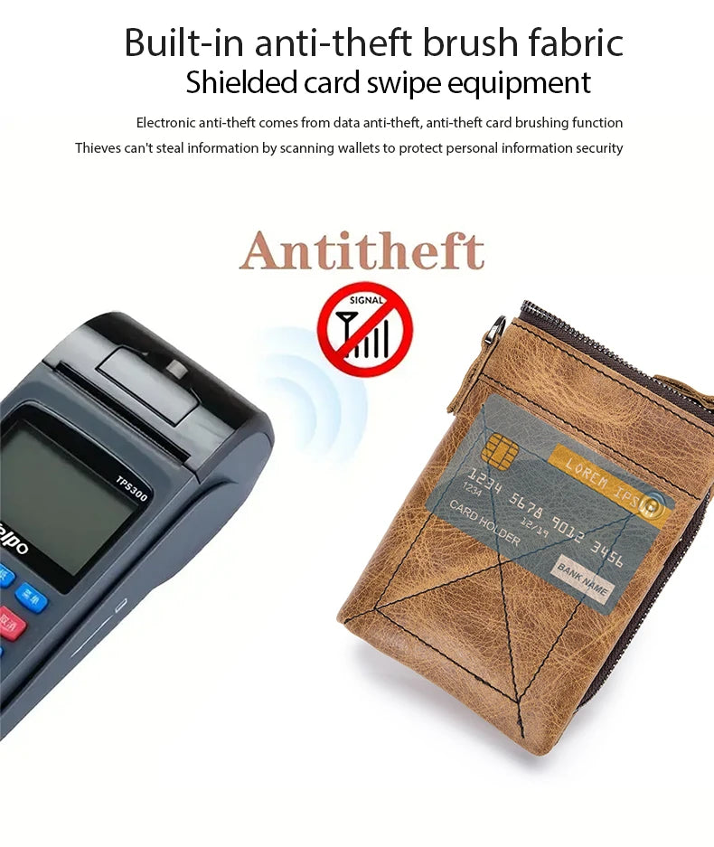 BULLCAPTAIN Authentic Leather Men's Wallet Short Purse Small Retro Wallet Brand High RFID New Short Wallet