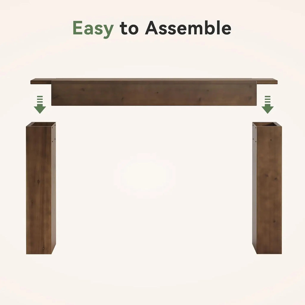 Solid Wood Console Table, 63in Farmhouse Sofa Table for Entryway, Living Room, Easy Assembly, Walnut