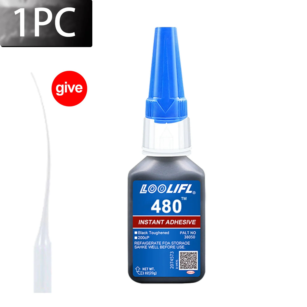 480 pegamento negro súper adhesivo instantáneo de secado rápido cianoacrilato para plástico madera metal neumáticos reparación de zapatos de goma herramienta líquida