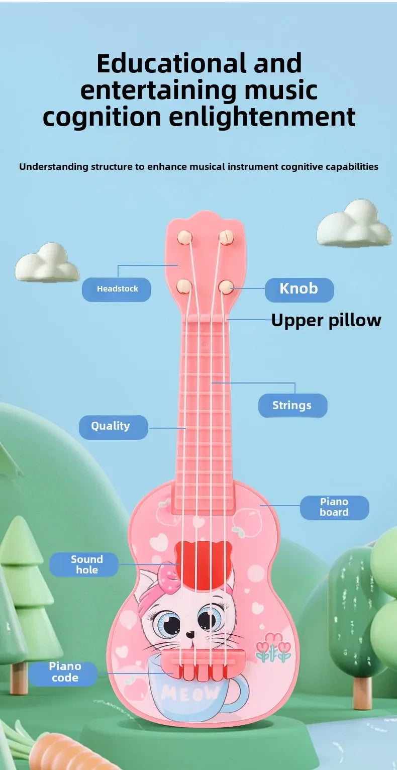 Mini Guitar Instrument Can Play Music Simulation Toy Ukulele Kids Guitar Toy Girl Boy Beginners Birthday Gift