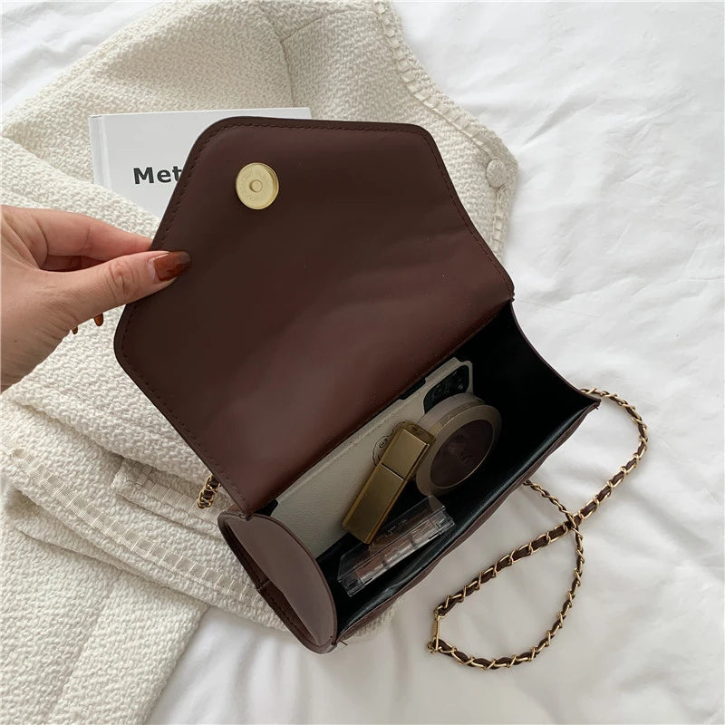Fashionable Elegant Argyle Quilted Small Square Bag Woven Chain Magnetic Suction Buckle Diagonal Cross Bag Commuter Shoulder Bag