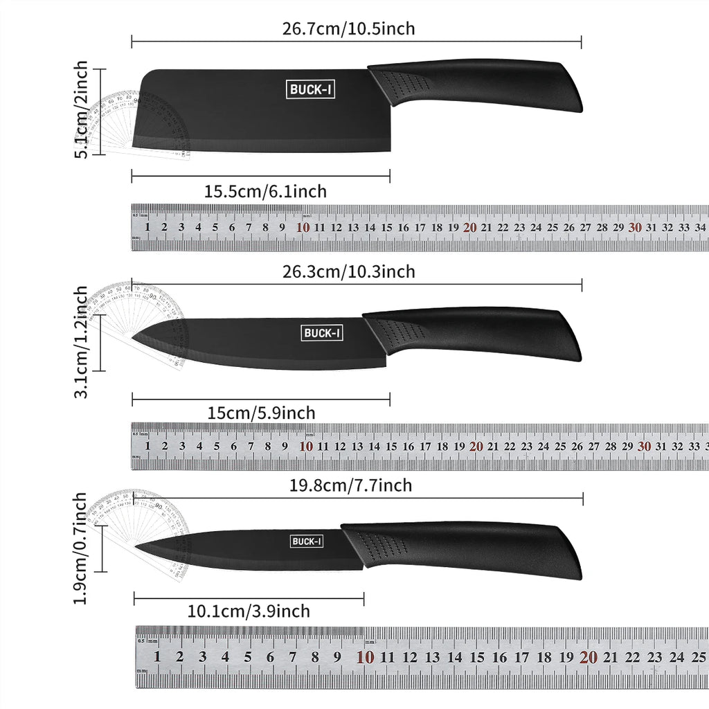 Kitchen knife set, including cleaver, chef's knife, and fruit knife, with knife block, suitable for peeling meat and vegetables