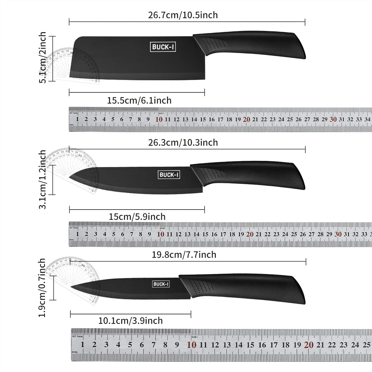 Kitchen knife set, including cleaver, chef's knife, and fruit knife, with knife block, suitable for peeling meat and vegetables