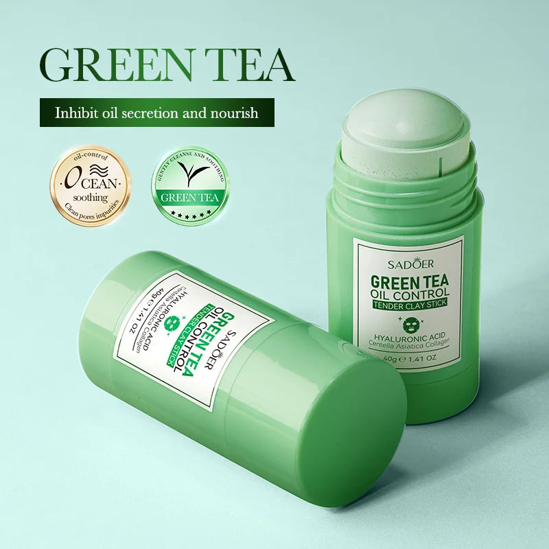 SADOER Green Tea Rose Mud Face Mask Stick Clay Facial Masks Moisturizing Remove Blackhead Anti-aging Facial Cleansing Mud Masks