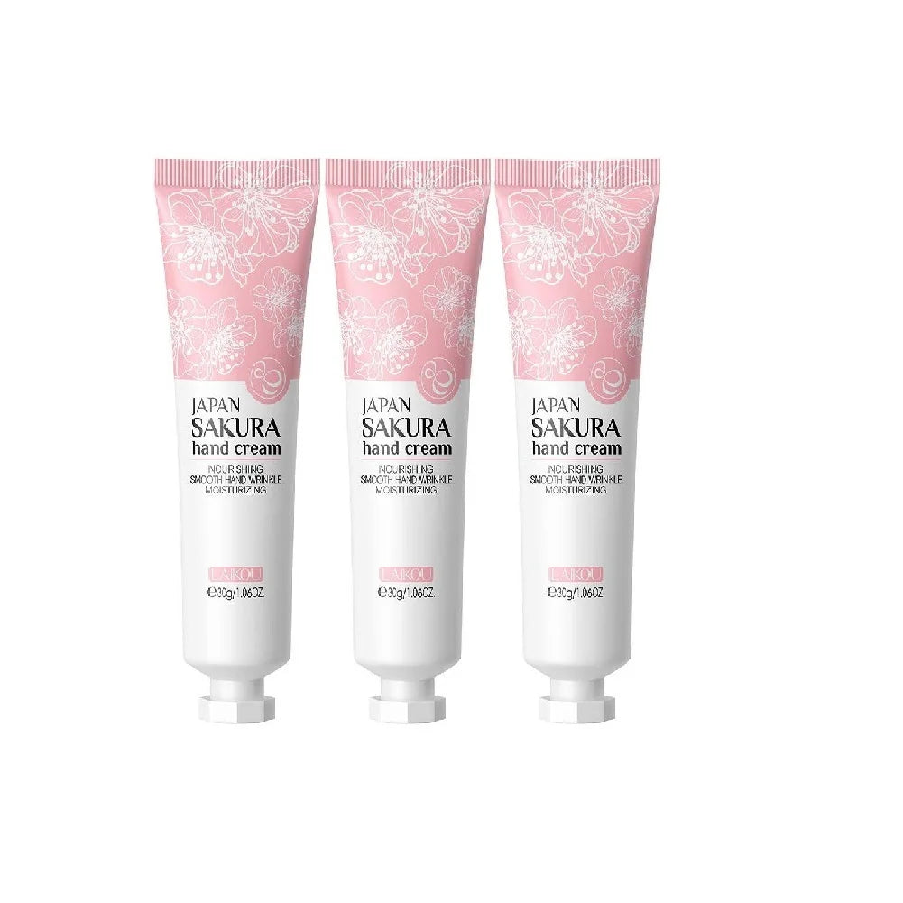 3pcs Sakura/Collagen Hand Cream Hydrating Moisturizing Cherry Blossom Essential Oil Deep Repairing Smoothing Hand Care Cream