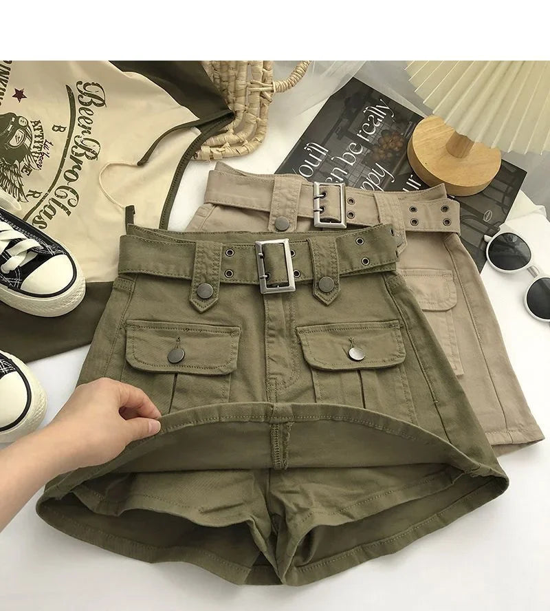 2026 Summer Safari Style Women Denim Pantskirt High-waist Short Slim A-line Jean Skirts Lady Anti-expose Lining Wide-leg Shorts