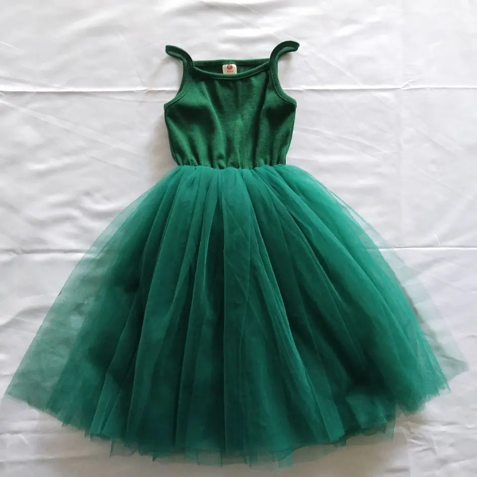 Girls Ribbed Tulle Dress - Sleeveless Princess Gown with Layered Skirt for Toddlers Party Dress for Kids Girl Girls Clothes