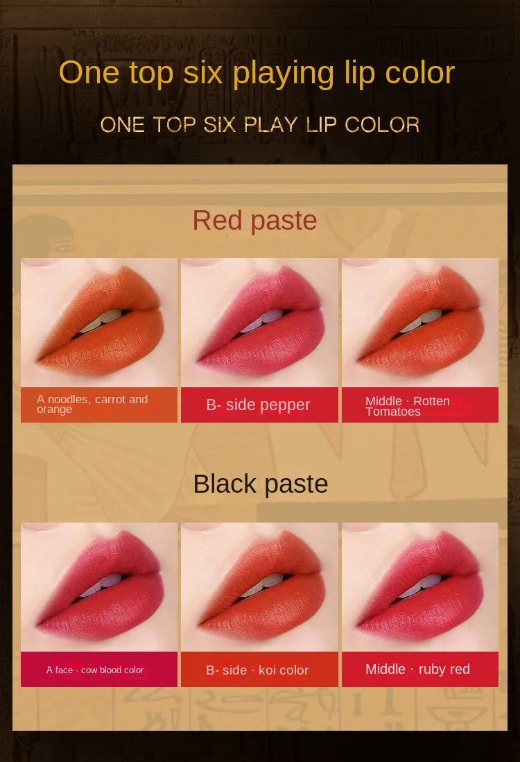 Agag Pharaoh Magic 3Dimensional Magic 6Color Lipstick Does Not Fade No Stain on Cup Cheap Double-Tube Double-Headed One 6-Color