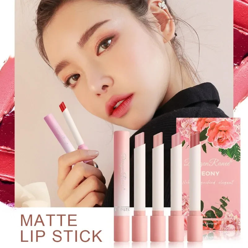 4pcs Lipstick Set Velvet Matte Lip Gloss Waterproof Long Lasting Smoke Lip Stick Sexy Red Lip Tint Charming Lips Makeup