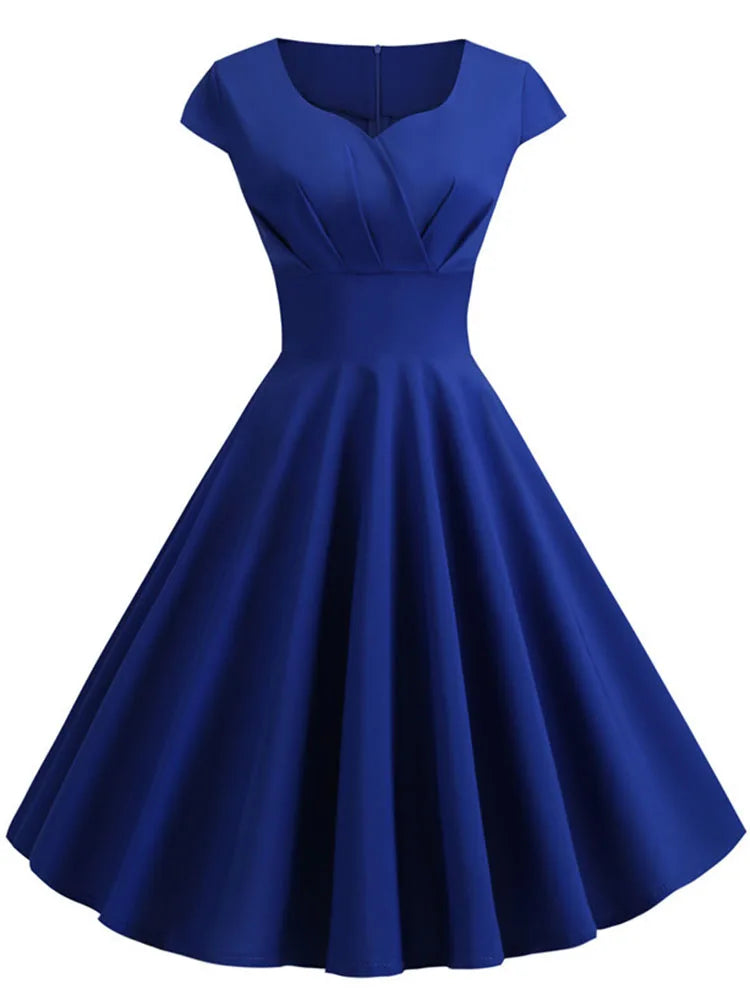 Women's Vintage V-Neck Pink Midi Dress