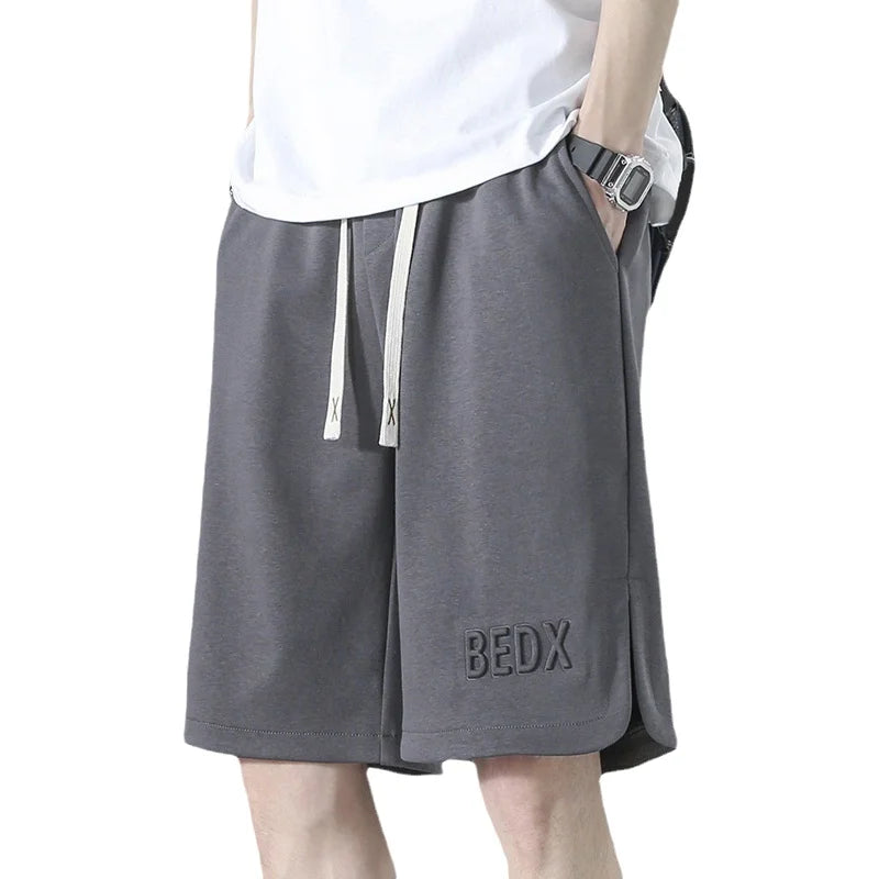 American Style Men's Summer Thin Sporty Loose Fit Casual Shorts Five-Quarter Polyester Fiber Straight Leg Street Style