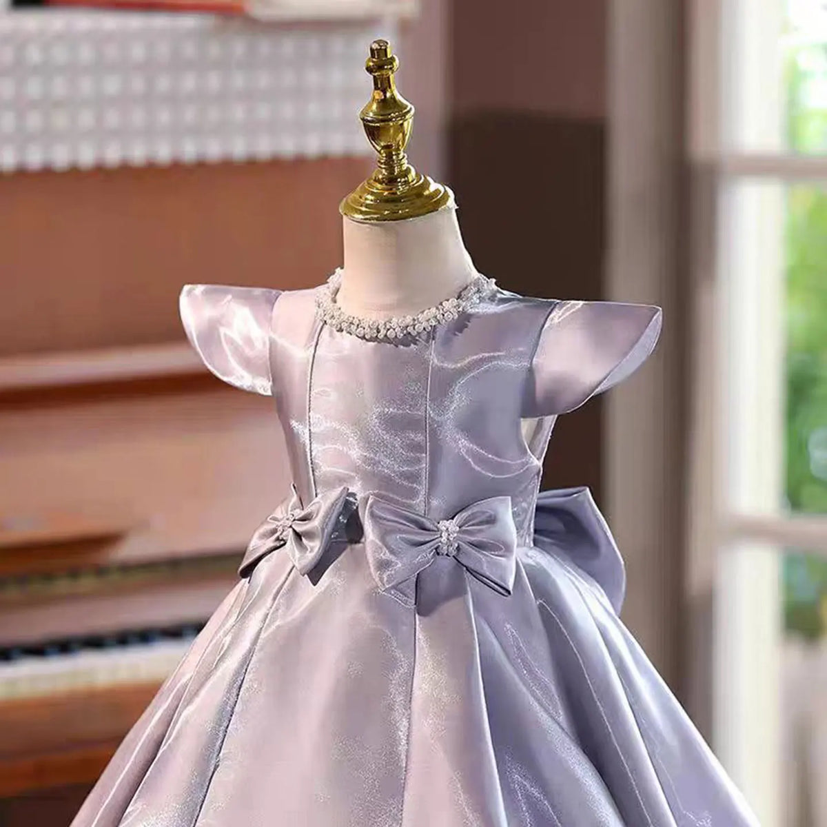 Dreamy Vow J764 Elegant Purple Baby Girl Dress With Bow Satin for Kids Wedding Birthday Party Spring Knee Length Ball Gown