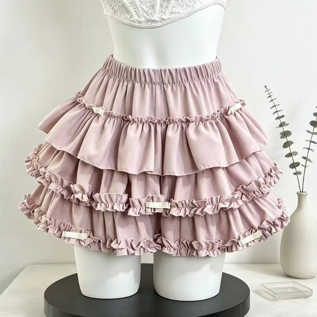 Y2K Black White Print Mini Skirt Women Slim Design Ruffle Layered A Line Skirt Elastic Waist Harajuku Pleated Short Piano Skirts