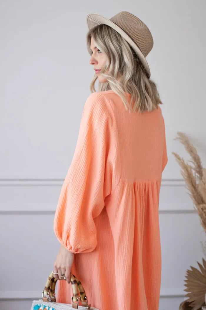 100% Cotton Gauze Muslin Night Dress For Women Sexy V-Neck Long Sleeve Maxi Party Birthday Dress Beach Boho Sundress
